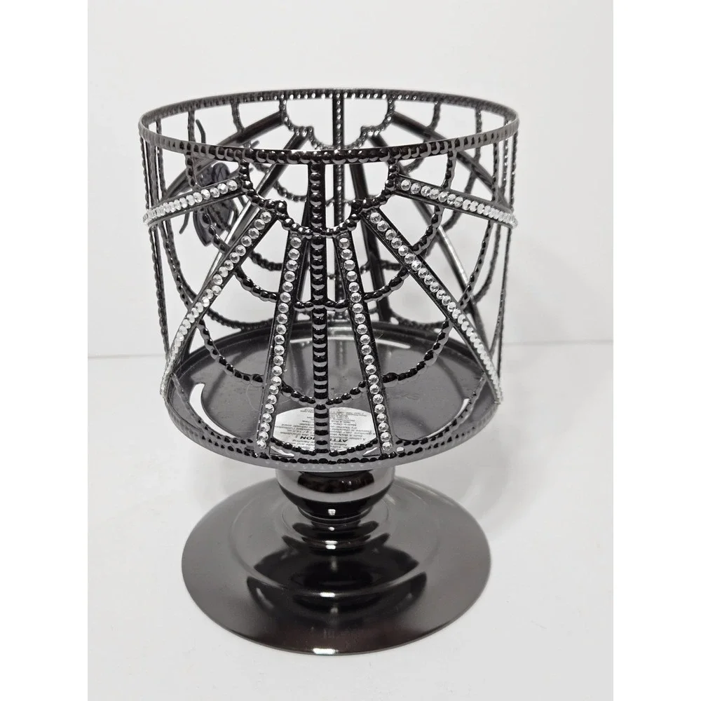 Bath & Body Works Gem Spider Pedestal 3 Wick Candle Holder Halloween Spiderweb